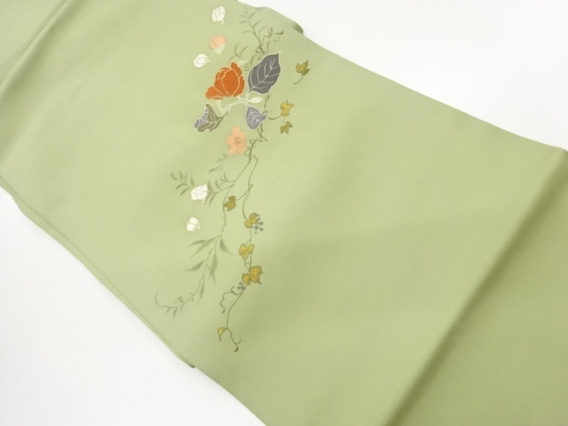 Nagoya obi with gold Shise hand-painted cherry blossoms and flower-leaf pattern